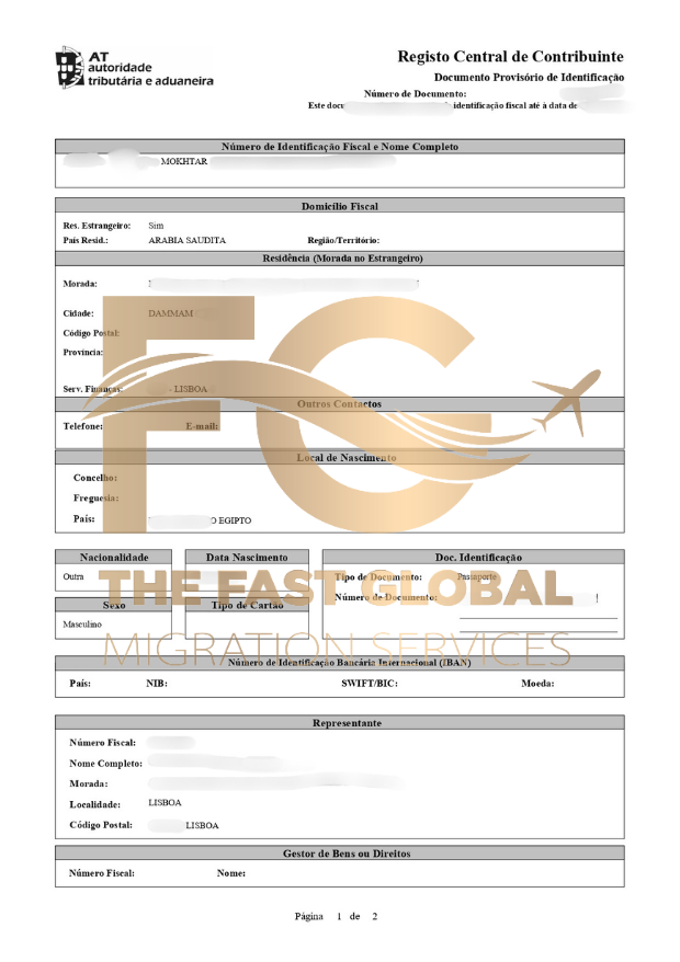 Mokhtar D2 Visa NIF Document